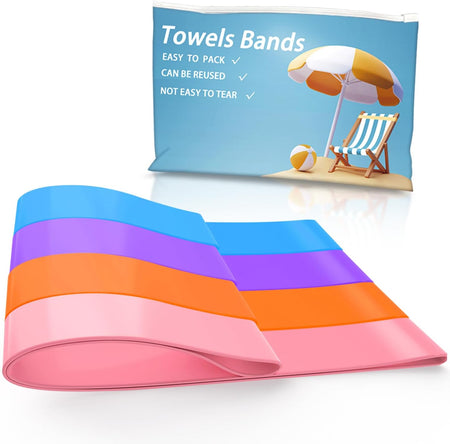 Towel Bands for Cruise & Beach Chairs - Cruise & Beach Pool Chairs Ship Essentials - Must Haves Alternative to Beach Towel Clips - Vacation Towel Bands Accessory Gifts - Thicken 4 PCS