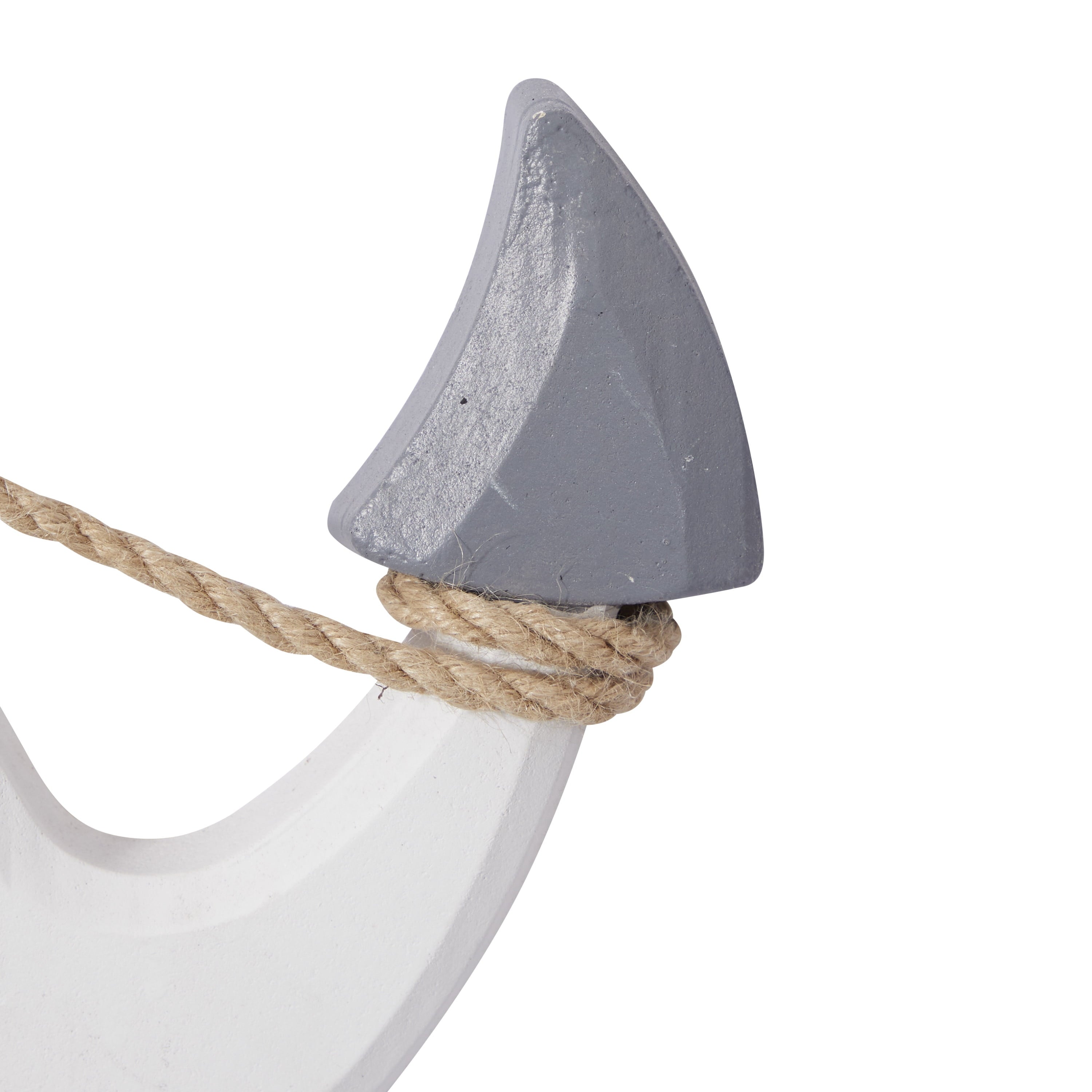 White Wooden Anchor Wall Decor with Hanging Rope