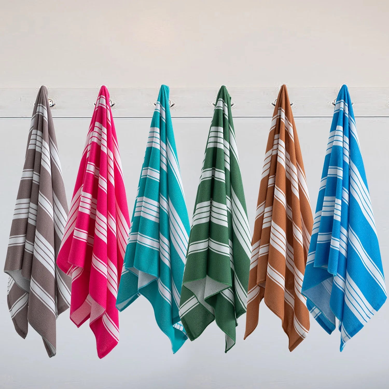 2 Pack Oversized Cabana Stripe Beach Towels, 60X30 Inches Microfiber Outdoor Large Swim Towel for Adults 