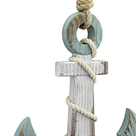 Hanging Wooden Anchor Coastal Wall Decor, Off White