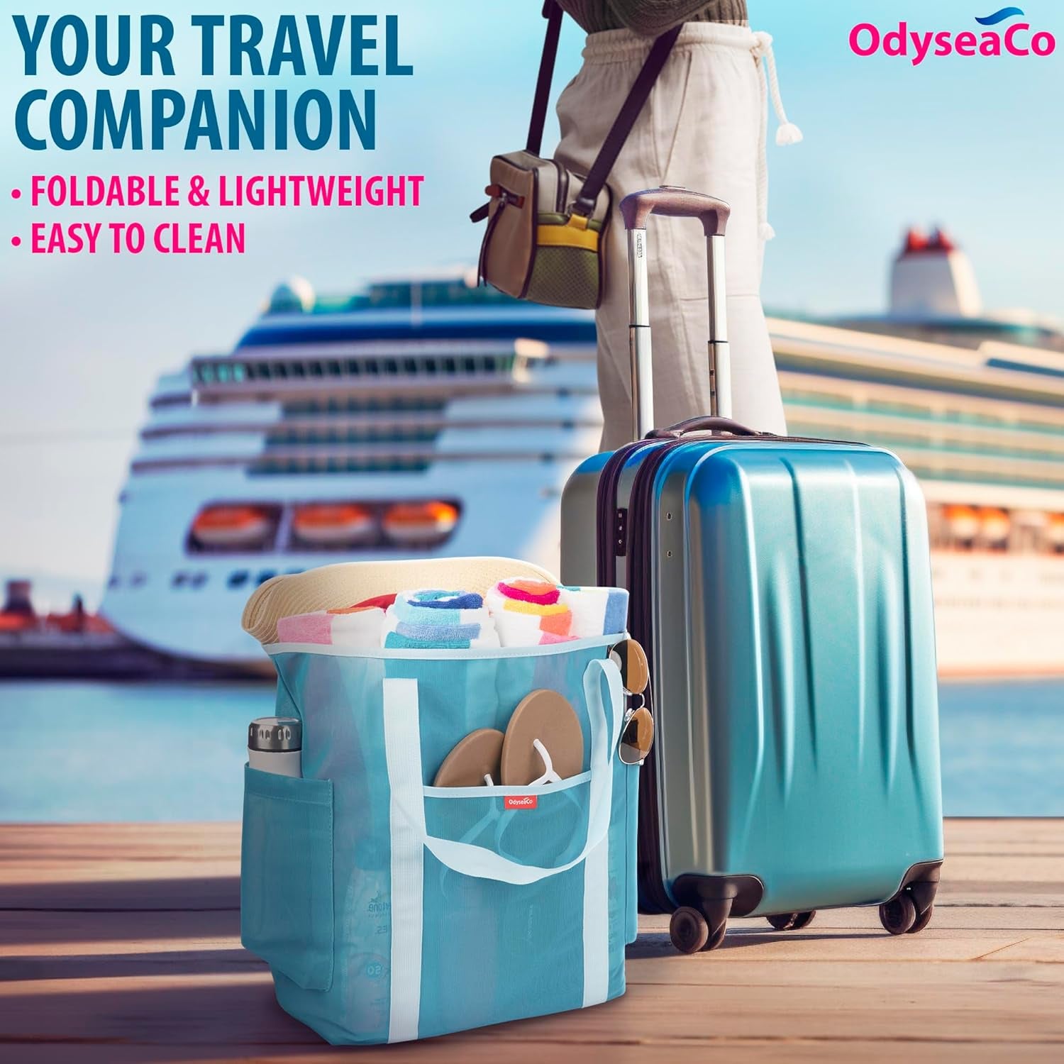 Large Mesh Beach Bag - Beach Tote Bags Waterproof Sandproof - Swim Tote for Pool