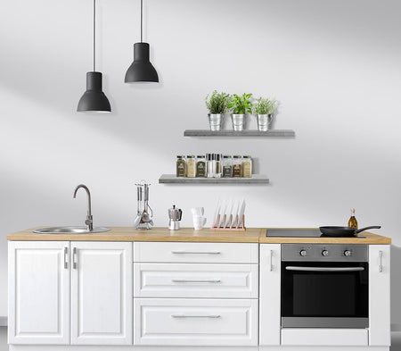 Floating Shelves, Wall Shelves for Bedroom, Kitchen, Living Room, Bathroom Shelves over the Toilet, Home Decor, Farmhouse, 24 X 9 Inch Wall Mounted Floating Shelves for Wall, 2 Pack Rustic Grey