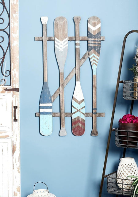 Antique Wood Paddles Canoe Oar Coastal Wall Art Mount Nautical Beach Theme Decor