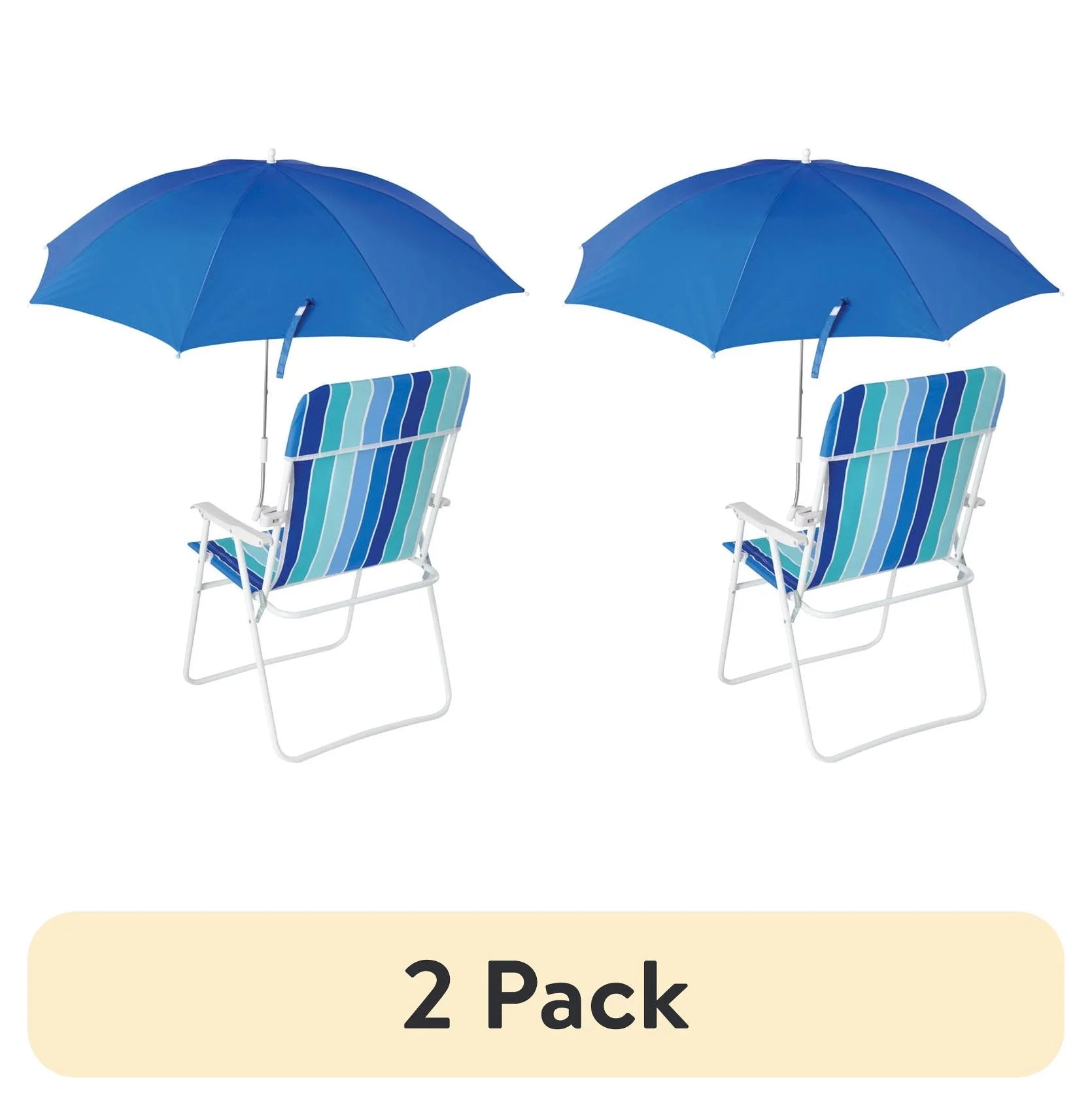 (2 Pack)  Blue Clip-On Umbrella for Beach Chair UV Resistant
