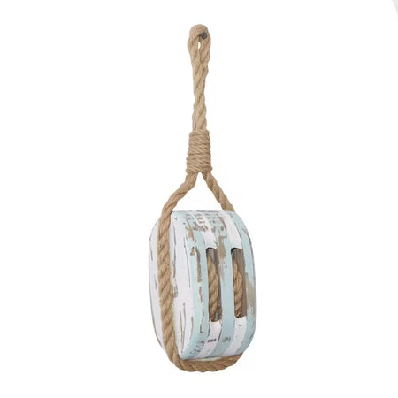Wood Blue Pulley Sail Boat Wall Decor - 14 In. X 4 In.