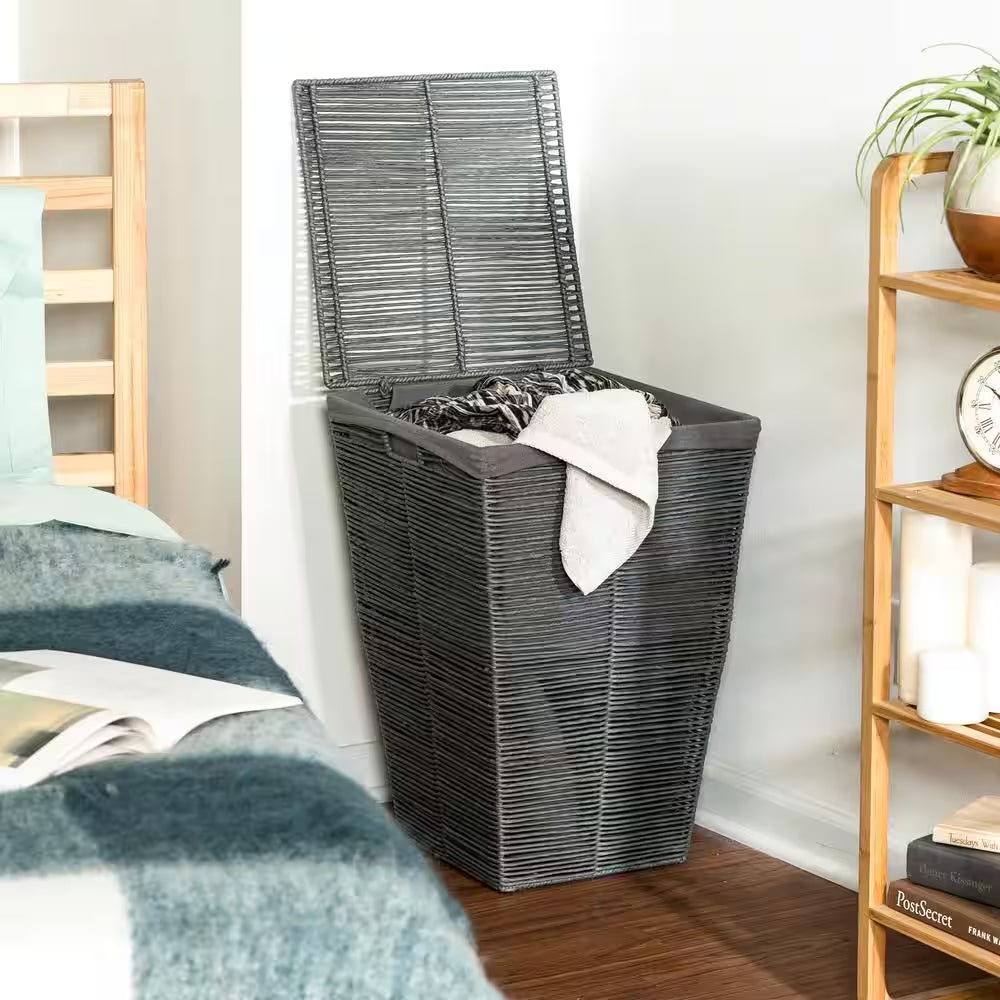 Coastal Collection Grey Rolled Paper Laundry Hamper