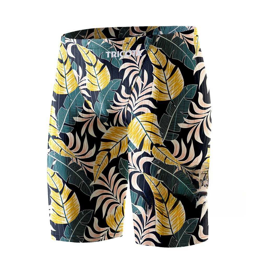 mens designer swim trunks green and yellow