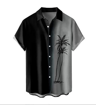 mens short sleeve casual shirts Black